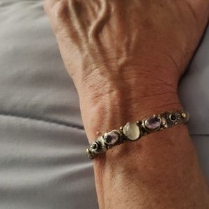 Bracelet, moonstone and amethyst